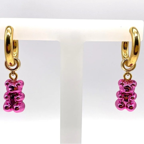Chrome Gummy Bear Earring Pink - Picture 4 of 5
